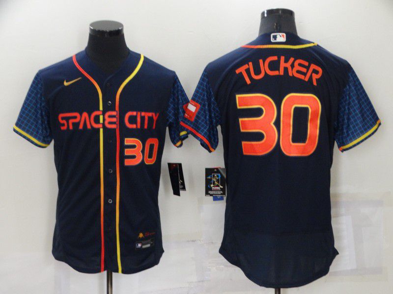 Men Houston Astros #30 Tucker Blue City Edition Elite Nike 2022 MLB Jerseys